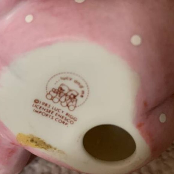Vintage '85 Lucy & Me Bear Baby in Pink Polka Dot Pajamas Figurine MINT - Picture 3 of 3